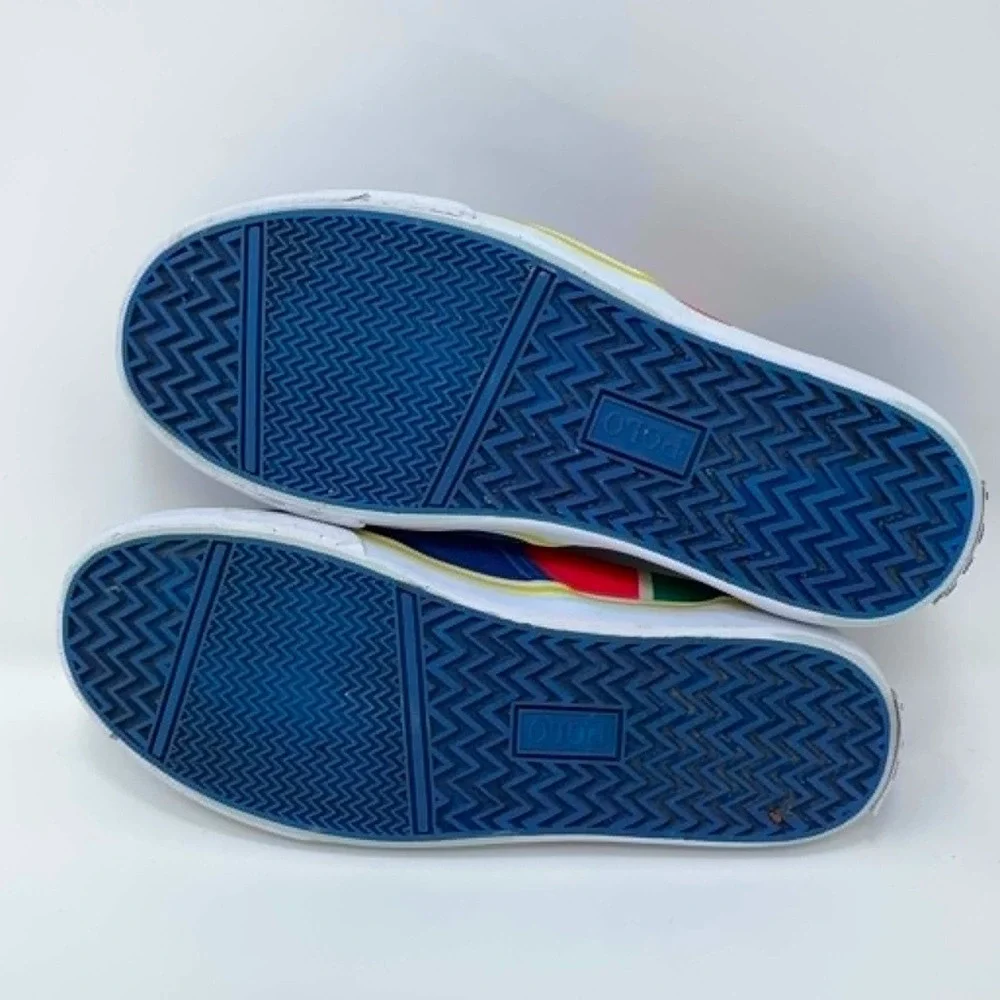 Polo Ralph Lauren RL-93 Canvas Slip On Shoes Blue Nautical Flag Youth Boys 1.5